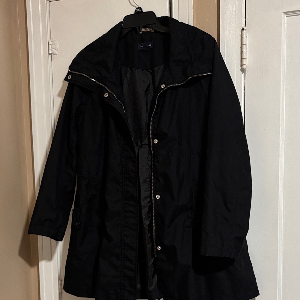 Lands' End Women's Elegant Black Trench Coat
